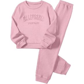 WDIRARA Toddler Girl's 2 Piece Outfits Letter Graphic Sweatshirt Sweatpants Set Tracksuit
