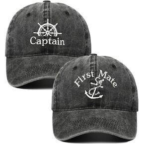 Captain Hat & First Mate ，Boat Captains Hat Embroidered Matching Caps ，Boat Accessories ，Boating Gifts
