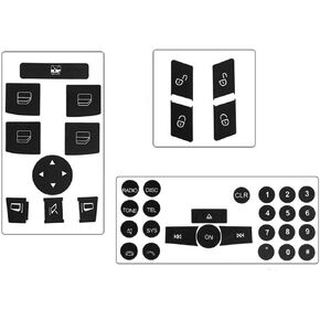 Car Interior Button Repair Stickers Kit Window Switch Door Lock Switch Radio Number Button Decals Accessories Fit for 2008-2014 Mercedes Benz W204 C250 C350 E-Class Ml Gl Glk