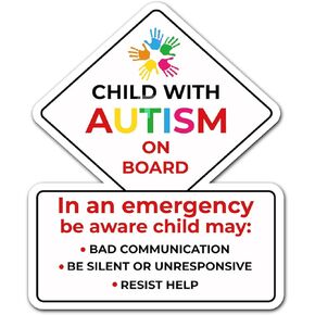 3pcs Autism Stickers for Cars, 6x5 Inches Child with Autism on Board Sticker Weather Resistant Autism Decals Alert Autistic Awareness Sign Stuff Accessories for Truck Window Bumper Wall (Style 2)