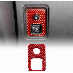 Soft 3D Real Carbon Fiber Car Electronic Hand Brake Switch Frame Trim Sticker Trim Compatible with Corvette C8 Stingray Z06 Z51 2020 2021 2022 2023 Interior Decoration Accessories (Red)