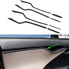 OBL Car Inner Door Trim Cover Interior Moldings Trims for Tesla Model S 2016-2020 ABS Imitation Carbon Fiber Interior Accessories (Pack of 8)