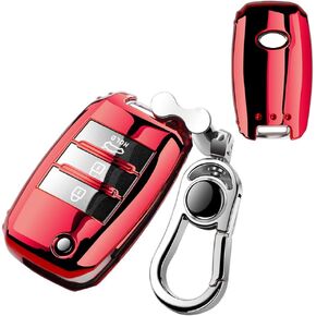 Car Key Fob Cover,Fit for Kia Folding Key Fob Optima Alloy Keychain Red…
