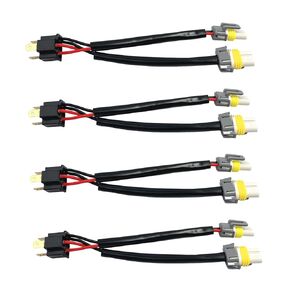 4Pcs H4 9003 Male to 9005 9006 Female Ceramic 2 Way Splitter Wire Bulb Socket Headlight Conversion Wiring Harness Adapters Extension Compatible with Light Fog Use LED Car Accessories
