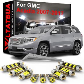 LED Interior Light Kit Package Replacement for GMC Acadia 2007 2008 2009 2010 2011 2012 2013 2014 2015 2016 2017, Super Bright 6000K White