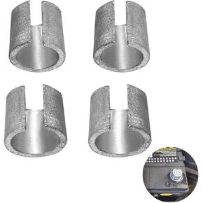 2 Pairs Universal Battery Post Terminal Shims, Car Battery Negative/Positive Battery Terminal Adapter, Battery Terminal Connectors Anode Cathode Adaptor Sleeves for Auto Truck (Silver)