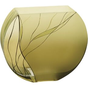 Badash Evergreen Circle Glass Vase - 9" Tall Glass Vase for Flowers, Centerpieces & Decorative Home Decor - European Mouth-Blown Glass Hand-Decorated Design