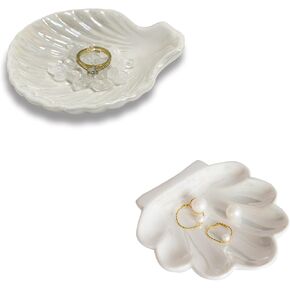 Shell Shaped Jewelry Dish Tray, Ceramic Seashell Ring Dish