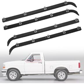 4PCS Weatherstrip Window Molding Sweep Felt Trim Seal Belt Compatible with Ford F150 F250 F350 Bronco 1987-1997 Replace# E7TZ1521452A E7TZ1521453A F2TZ1521456A F2TZ1521457A, Front Inner Outer