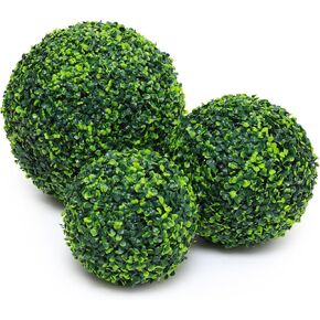 Veryhome 3 Pcs Artificial Topiary Ball Plant Faux Boxwood Balls for Outdoor UV Resistant Faux Plant for Indoor Backyard, Porch, Garden, Wedding and Spring Home Decor