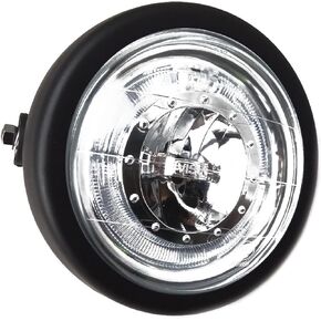 Motorcycle Retro 6.5" LED Headlight + Metal Mesh Grille Cover Cafe Racer Bobber