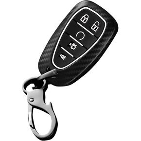 ELOHEI for Chevy Key Fob Cover with Keychain , Carbon Fiber Pattern Case for Chevrolet 2016-2024 Chevy Malibu Camaro Cruze Traverse Spark Equinox Sonic
