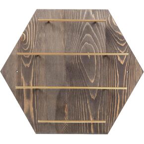 Rustic Style Wall Mount Jewelry Hanger Rack Vintage Back Wood Board 4 Tier Brass Bars Display Holder Necklace Ring Bracelet Ring Earring Watch Organizer Home Boutique Shop Vanity Dresser