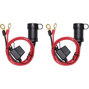 [2 PACK] 3FT 12V Female Socket Battery Eyelet Ring Terminal 12volt Extension Cord Outlet Adapter Plug Power Supply Car Electrical Dc Charger Accessory Connector Kit 10Fuse