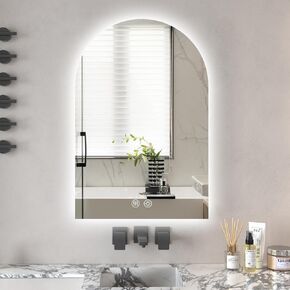 Niccy Arched LED Bathroom Mirror, 36x24 Inch Arch Frameless Backlit Mirror for Wall Arched Lighted Vanity Mirror Defogger and 3 Color, Explosion-Proof, HD Glass and IP65 Waterproof