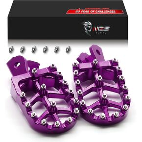 MZS Dirt Bike Foot Pegs, CNC Motocross Footpeg MX Footrest Pedal Black Compatible with KLX140 KLX140G 08-23 | KX65 00-24 | KX80 98-20 | KX85 01-24 | KX100 98-20 | KX112 22-24 | RM65 03-05 | RM100 03