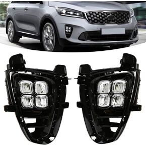 For KIA Sorento L/LX/LX V6/ EX V6 2019 2020 4 Eeys Style Daytime Running Lights Fog Lamp Accessories Cover Day Light Accessories, Cover Day Light with Bezel