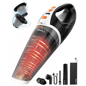 TEMOLA Handheld Vacuum Cordless, Car Vacuum Portable with Brushless Motor, 15000PA High Power Hand Held Vacuum, 2-Speed Design Car Mini Vacuum Cleaner with LED, Car Accessories for Car Home Cleaning