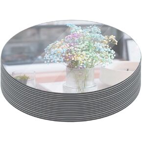 Craft And Party, 12 pcs 5" Round Glass Mirror, Craft Mirror Cricle Tiles for Table and Wall Deocration, Art Supplies DIY Craft Projecy,Wedding Banquet Table Centerpieces, Rounded Smooth Edges