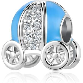 Women Charms Bracelets Cinderella Wagon Sky Blue Magic Carriage Bracelets Charms Daughter Sister Compatible with Pandora Charm Bracelet