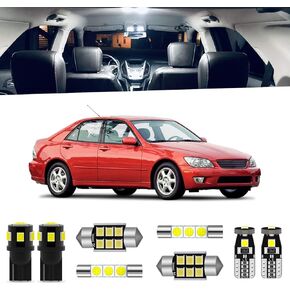 12-Pieces White Interior LED Light Kit Package Compatible with Lexus IS200 IS300 2001 2002 2003 2004 2005 Interior 6000K LED Lighting Package + License Plate Lights, Install Tool