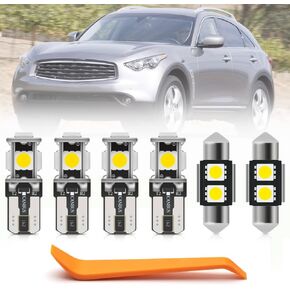 18pcs LED Interior Lights Kit for Infiniti FX35 FX37 FX50 QX70 2009 2010 2011 2012 2013 2014 2015 2016 2017 Map Dome Trunk License Plate Lights Interior Light LED Bulbs + Install Tool