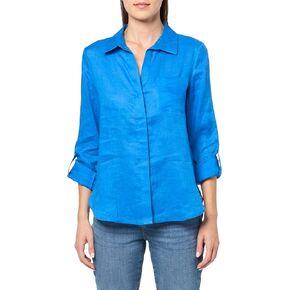 Tommy Hilfiger Women's Roll Tab Sleeve Collared Button Up Shirt (Regular and Plus)