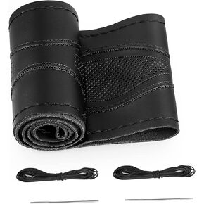 BELINOUS Steering Wheel Cover Stitch On Wrap (Size M2, Black)