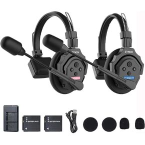 SYNCO XTalk X5 Wireless Headset Intercom System,2.4GHz Full Duplex 350M/1148FT Real-time Monitoring,20-Hour Battery Life Telephone Headsets for 5-Person Team Communication