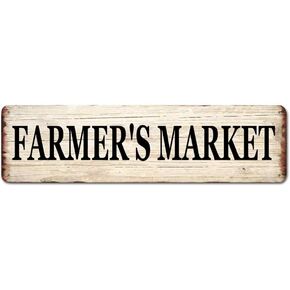 Farmer's Market Sign Plaque 16""x4"" Aluminum Sign for Door Home, Farmhouse Decorative Sign Wall Art Signage, Vintage Sign Farmhouse Country Kitchen Sign Decor