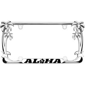 Aloha Hawaii Hibiscus Floral Flowers Style Palm Tree Heavy Duty Metal License Plate Frame Auto License Plate Frame/Car Accessories