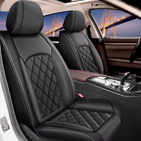 Full Set Seat Cover Fit for Kia Forte 2010-2025 | Faux Leather Seat Covers Waterproof Car Seat Covers Protector - Easy to Install Automotive Interior Accessories (5 Seats, Black Line)