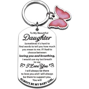 Valentine Gifts for Teen Girls 16-18 Daughter 18th 21st Birthday Gifts for Daughter Adult Grown Daughter Secret Santa Gift Ideas Inspirational Butterfly Keychain Accessories Wedding Gift for Daughter