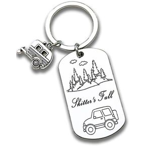 Keychain Happy Camper RV Keychain Shitter's Full Camping Gifts for Men Women Camper Trailer