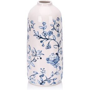 Blue and White Vase Ceramic Chinoiserie Floral Vase, Elegant Blue and White Home Aesthetic Vase Decor, Living Room Centerpiece, Entryway, Dining Table Centerpiece, Kitchen Decor (Tall)