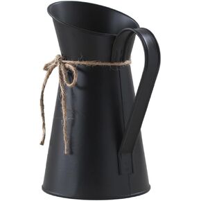 Ciieeo Metal Pitcher Vase Galvanized Flower Vase Flower Bucket Farmhouse Rustic Vase with Handle Flower Pot Plant Basket Decorative Milk Jug Watering Milk Jug Vases for Home Fireplace Black