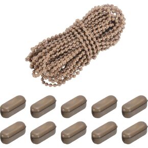 uxcell 10 Meters/10.94 Yards Blinds Bead Chain Cord Plastic Ball Beaded Chain with 20 Pcs Chain Connectors for Bead Roller Blinds Brown