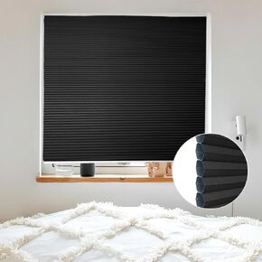 Cordless Cellular Blinds Shades Easy Cut Adjust Size Cordless No Drilling Honeycomb Window Blinds for Home Kitchen Office, Easy to Install No Tool Need Black Blackout
