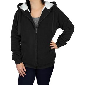 سترة نسائية من Victory Outfitters مزودة بغطاء للرأس مبطنة بالصوف وسترة بقلنسوة غير رسمية وسترة للتمرين بسحاب كامل ومعاطف للجيب in Kuwait