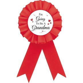Grandma To Be Tinplate Badge Pin, Red Rosette Baby Shower Button Pin, Gender Reveal Badge Pin for Grandparents, Grandma To Be Brooch Buttons for Newborn Baby/Welcome Baby Party to Wear