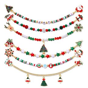Holiday Brooch Pins Sweater Shawl Clips for Women Christmas Tree New Year Beaded Chain Brooch Clip Festive Cardigan Collar Clips Dress Shirt Brooch Clips