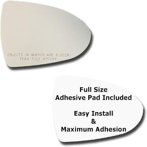 Mirror Glass + Full Size Adhesive Pad for 2011-2016 Kia Sportage Passenger Side Replacement (2011 2012 2013 2014 2015 2016 11 12 13 14 15 16)