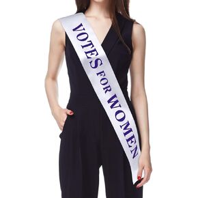 WILLBOND 6 Pieces Votes for Women Satin Sash for Women Rights Adult Suffragette Protest Costume Accessories (White and Purple)