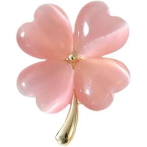 Cats Eye Clover 4 Leaf Brooch Pin for Women Men Unisex Gold Plated Fashion Love Heart Shaped Flower Brooches Lapel Pins Lucky Decor Dress Accessories St Patrick's Day Birthday Holiday Jewelry Gift Souvenir