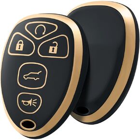 ELOHEI Key Fob Cover for Chevy, Premium Soft Full Protection Key Fob Case for 2007-2014 Chevy Suburban Tahoe Traverse/GMC Acadia Yukon/Cadillac Escalade SRX/Buick Enclave/Saturn Outlook(Black)