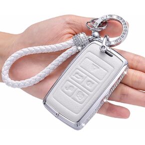 for Land Rover/Jaguar Crystal Key Fob Cover,Compatible with Evoque Velar Sport Discovery Freelander2 LR4 Land Rover Sport and Jaguar XF XJ XE F-PACE F-TYPE，Metal Leather Key Case