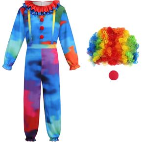 Clown Costume Adult Funny Clown Costume Set Digital Circus Costumes Jumpsuit Halloween Cosplay Clothing