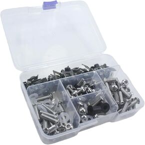 Motorcycle 177pcs M5 M6 Fairing Bolt Kit Windscreen Screws stainless steel Fasteners Fairing Bolts Nut Clips Set Mounting Kits Washers Nuts Screws for Motorbike Motocross Sport Bikes
