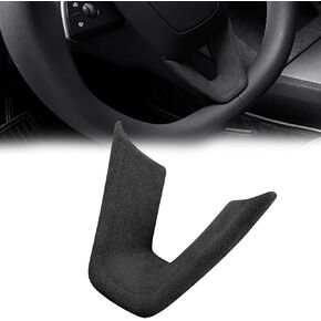 Steering Wheel Decorative Trim Compatible with Tesla Model 3 Highland 2024 Suede Cover Wraps Decor Plates Interior Decorations Accessories (Red)