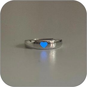 Glowing Heart Ring Pink Blue Heart Couple Ring Funny Dark Luminous Ring Valentine's Day Heart Glow in The Dark Ring Promise Ring Cool Rings for Women Men Valentine's Day Love Jewelry for Women Girls Charm Gift